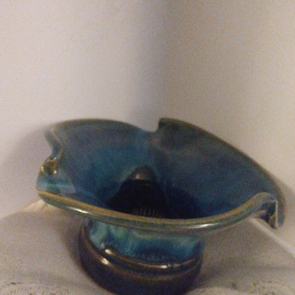 Blue Glazed Pottery Flower Planter 6X4 in.Tall. - Picture 3 of 5